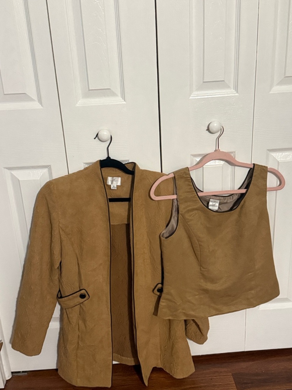 Emma James Camel Suede Jacket and Sleeveless Tank
